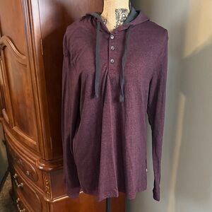 Lee Plum Hooded Henley Pullover